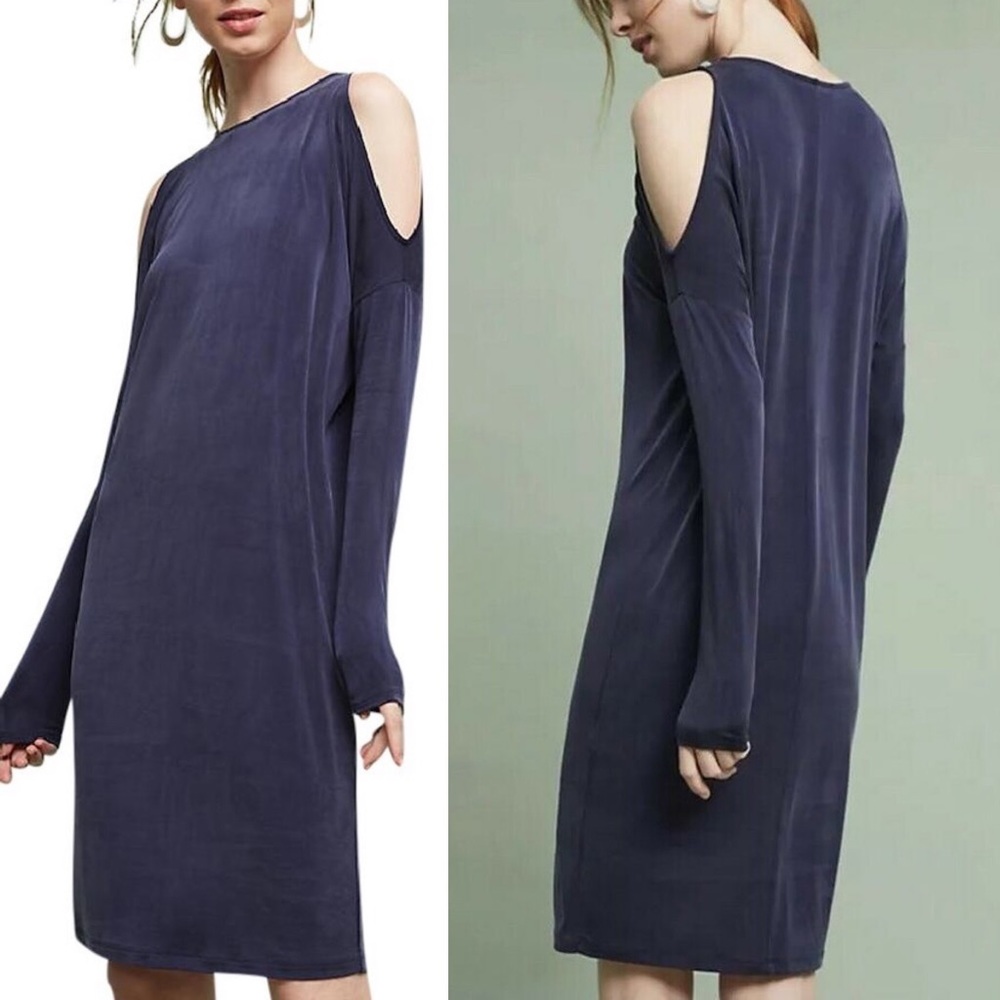 Anthropologie Eri+Ali Cold Shoulder Dress - Navy